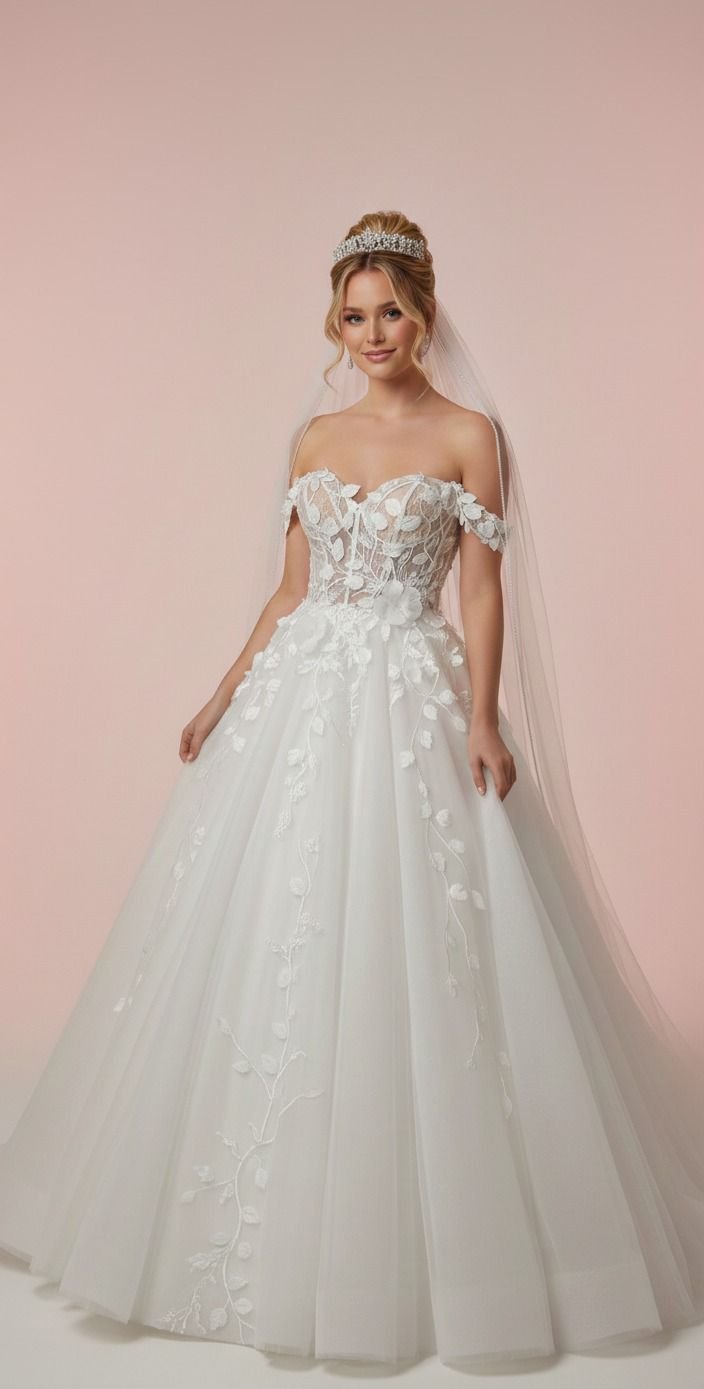 vestido romantico novia, precioso, hermoso, flores, encaje, escote corazon